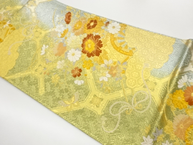 JAPANESE FUKURO OBI / SAGANISHIKI / WOVEN FLORAL CART